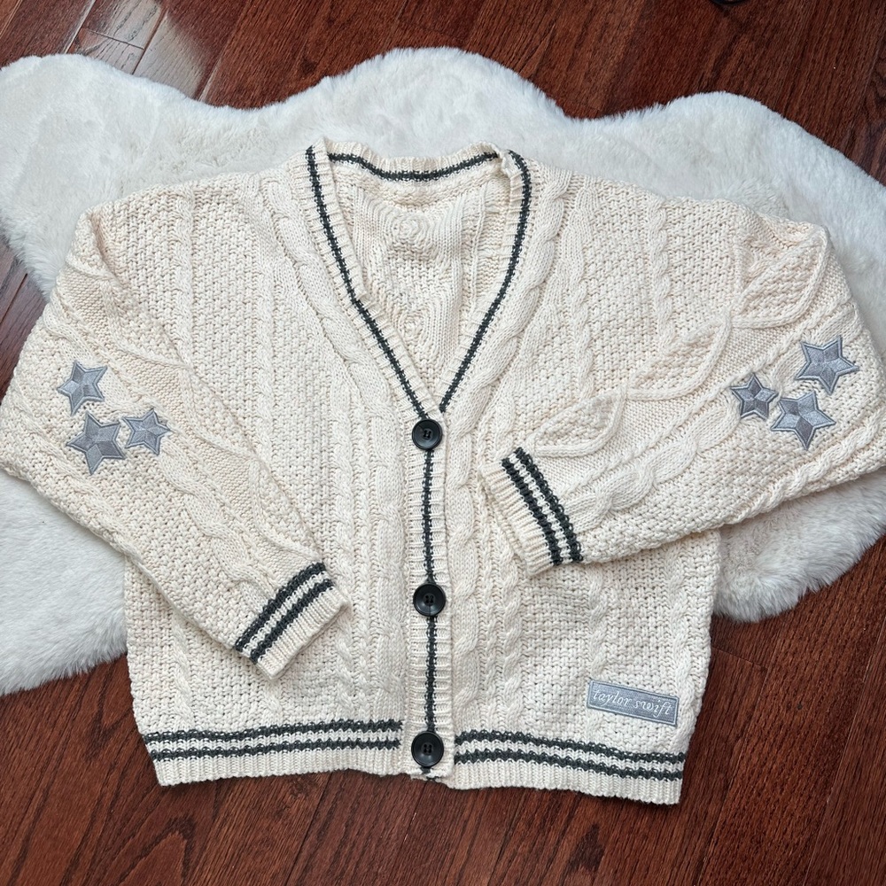 Taylor Swift Cream Cardigan with Stars